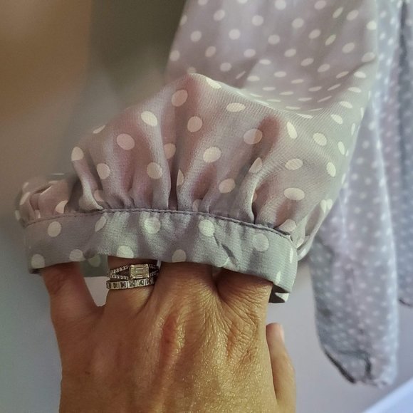 Pretty Daniel Rainn sheer grey and cream polka dot - Picture 7 of 11